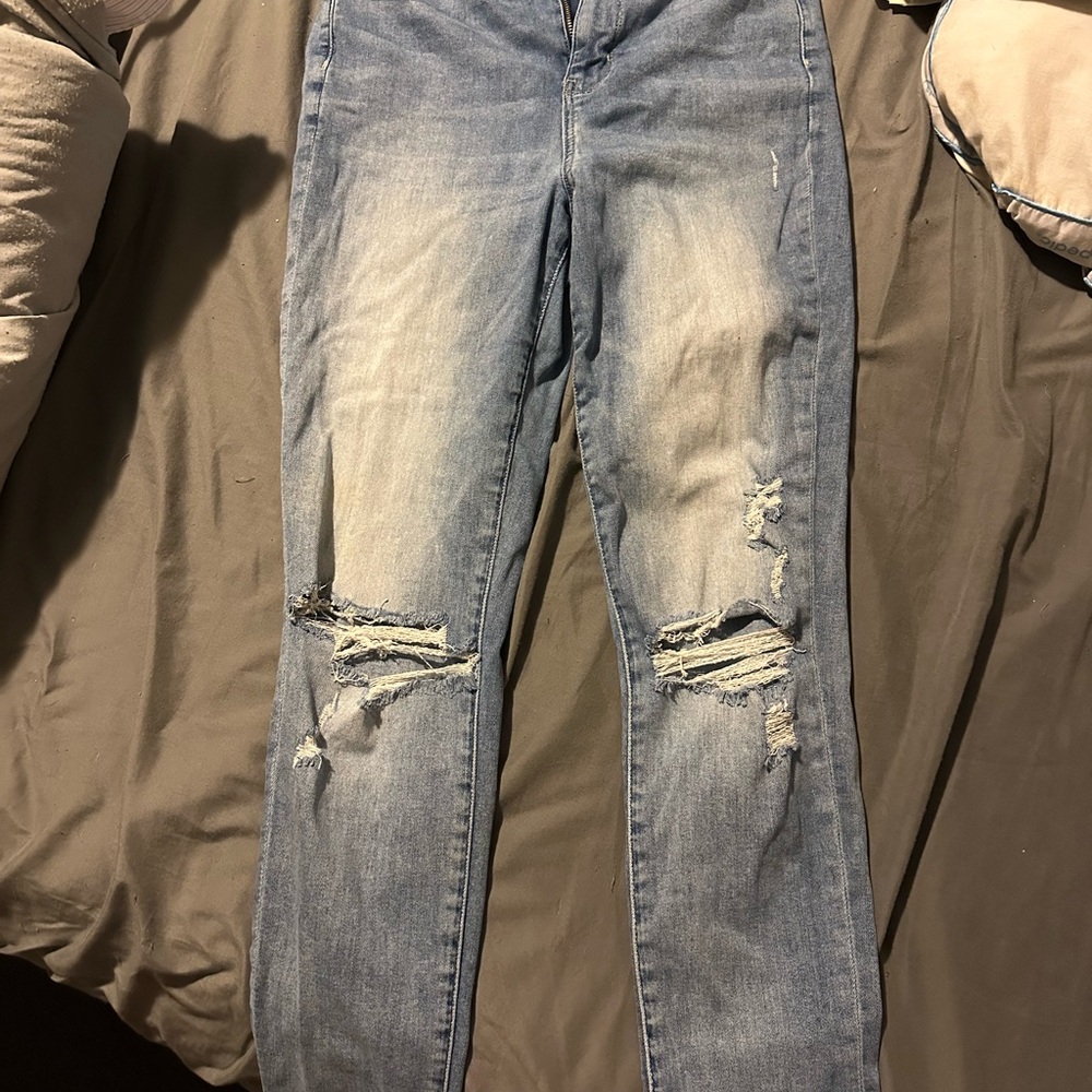 American Eagle Outfitters Blue Skinny Jeans Distressed